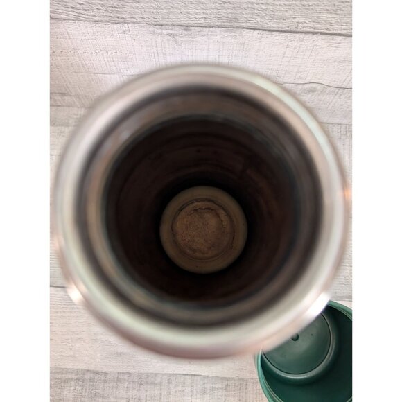 Vtg Aladdin Stanley Thermos Green Chrome Metal 1 Quart Handle Retro Camping Gear - Picture 8 of 9